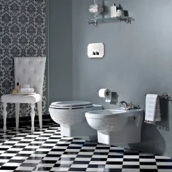 Vaso Wc Sospeso Stile Vintage in Ceramica Bianca Made in Italy – Marwa