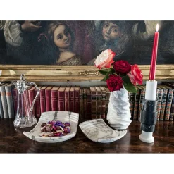 Vassoio Decorativo Curvo in Marmo Arabescato Made in Italy - Clifton