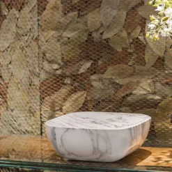Vassoio di Design in Marmo Bianco di Carrara Arabescato Made in Italy - Roccia
