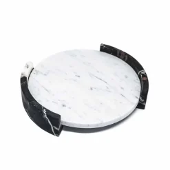 Vassoio Moderno Rotondo in Marmo Bianco di Carrara Made in Italy - Chet