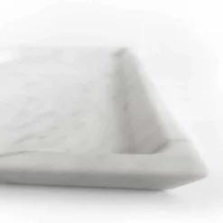 Vassoio Rettangolare in Marmo Bianco di Carrara Levigato Made in Italy - Alga