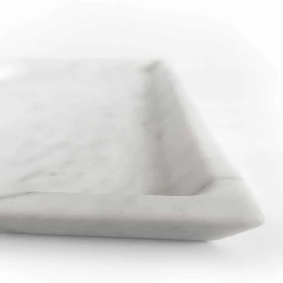 Vassoio Rettangolare in Marmo Bianco di Carrara Levigato Made in Italy - Alga