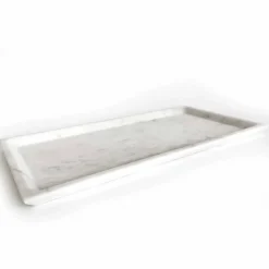 Vassoio Rettangolare in Marmo Bianco di Carrara Levigato Made in Italy - Alga