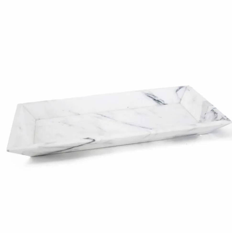 Vassoio Rettangolare in Marmo Bianco di Carrara Made in Italy - Vassili