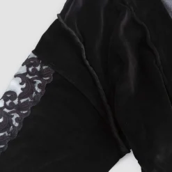 Vestaglia Kimono in Ciniglia Nera con Pizzo Farnese, Lusso Made in Italy - Kyoto