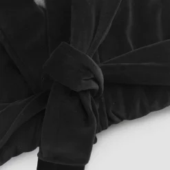 Vestaglia Kimono in Ciniglia Nera con Pizzo Farnese, Lusso Made in Italy - Kyoto