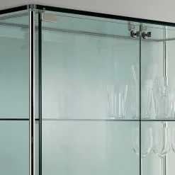 Vetrina a Parete in Vetro Trasparente e Metallo a 2 Ante di Design -  Lorella