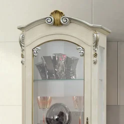 Vetrina Classica con Anta e Cassetto Legno Bianco Made in Italy - Cheverny