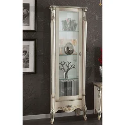 Vetrina Classica con Anta in Legno Bianco o Noce Made in Italy - Caligola