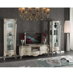 Vetrina Classica con Anta in Legno Bianco o Noce Made in Italy - Caligola