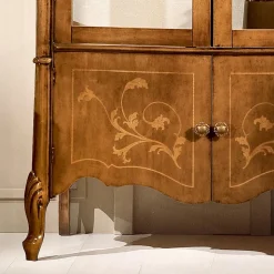 Vetrina Classica in Legno Noce Intarsiato 4 Ante Made in Italy - Commodo