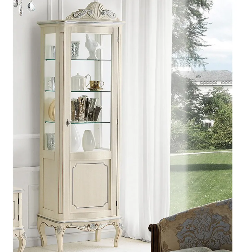 Vetrina Classica in Legno Noce Bianco o Moka Made in Italy - Chantilly