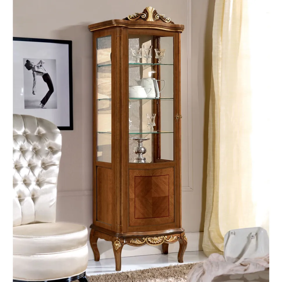 Vetrina Classica in Legno Noce Bianco o Moka Made in Italy - Chantilly