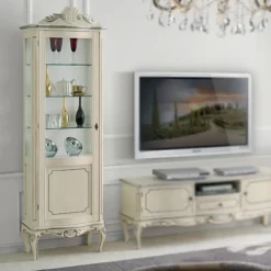 Vetrina Classica in Legno Noce Bianco o Moka Made in Italy - Chantilly
