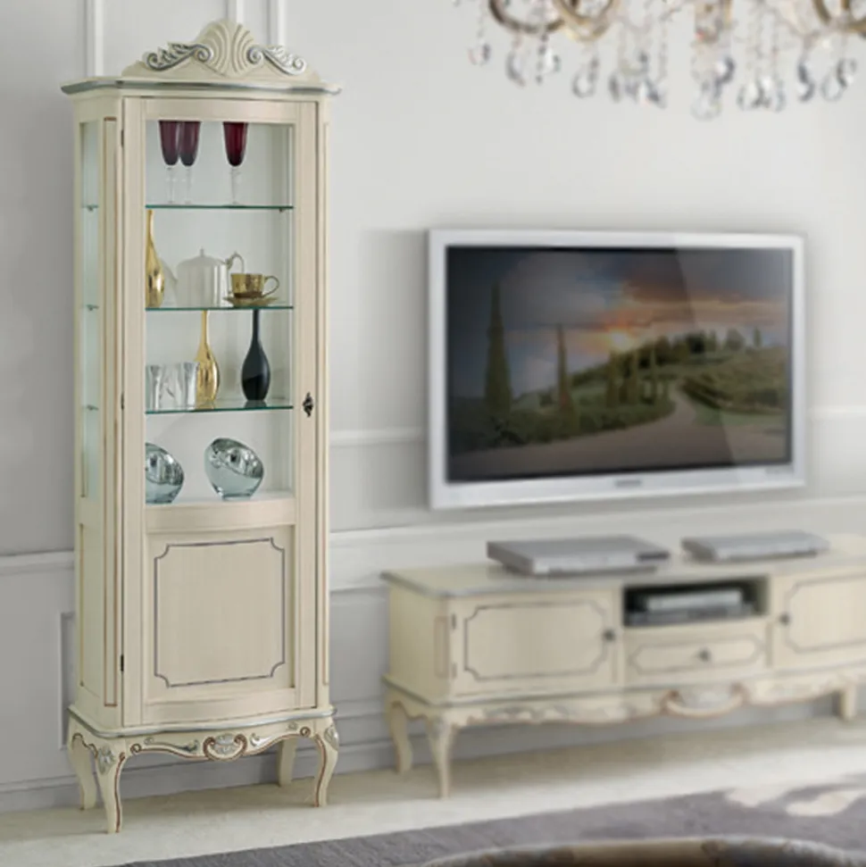 Vetrina Classica in Legno Noce Bianco o Moka Made in Italy - Chantilly