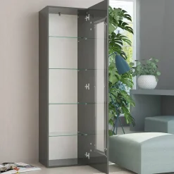 Vetrina da Salotto in Legno Bianco, Antracite o Cemento di Design - Suzana