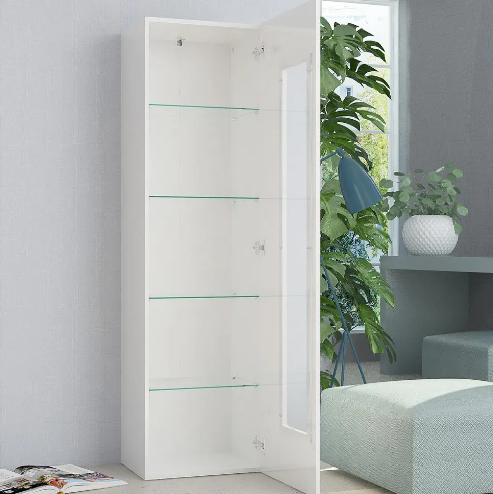 Vetrina da Salotto in Legno Bianco, Antracite o Cemento di Design - Suzana