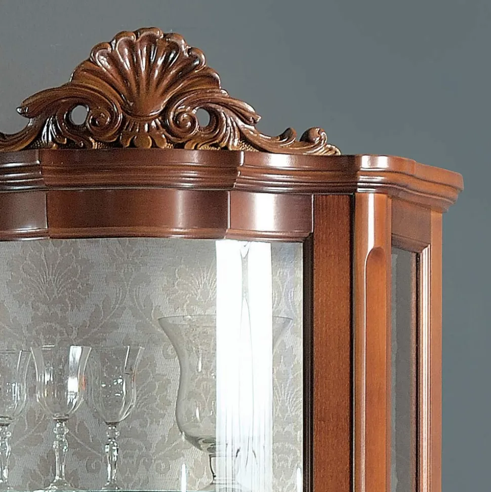 Vetrina da Soggiorno 1 Anta e 2 Cassetti in Legno Made in Italy - Leonor