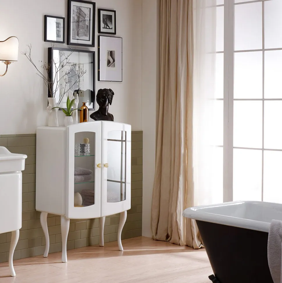 Vetrina per il Bagno Monocolore con 2 Ante e Ripiani in Vetro - Candy