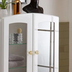 Vetrina per il Bagno Monocolore con 2 Ante e Ripiani in Vetro - Candy