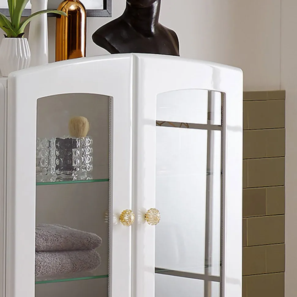 Vetrina per il Bagno Monocolore con 2 Ante e Ripiani in Vetro - Candy