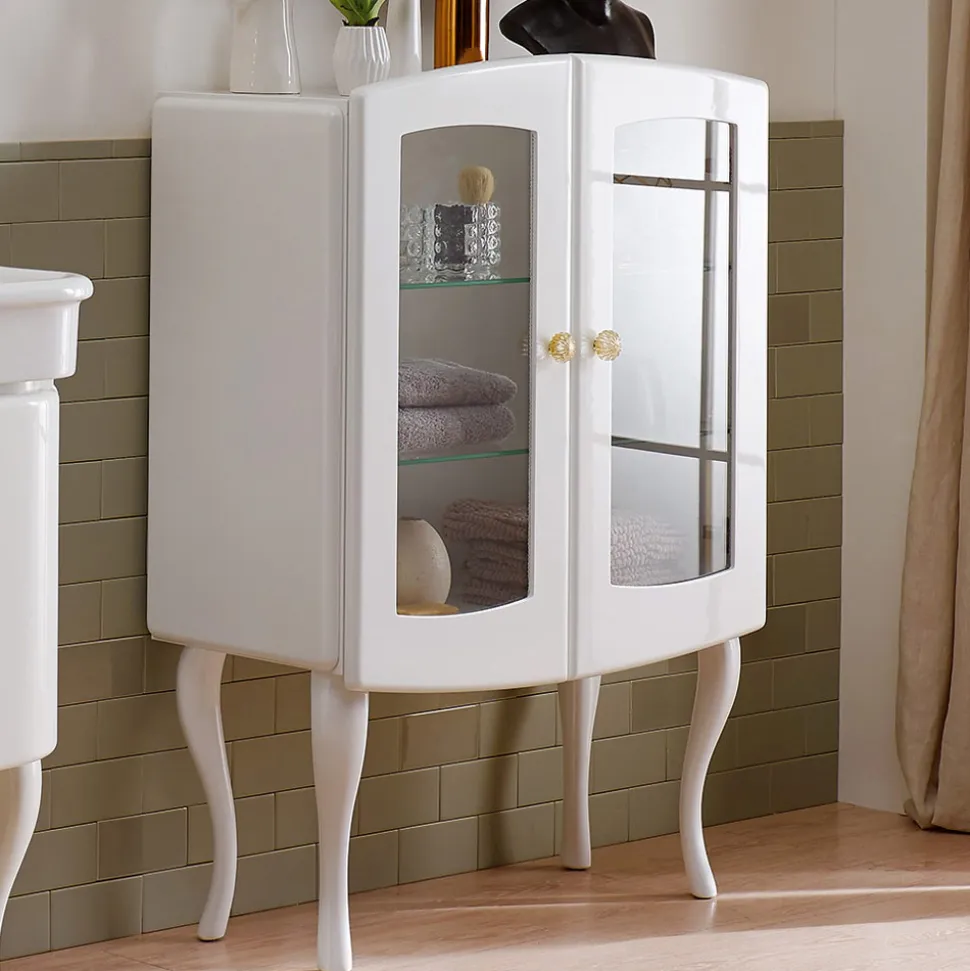 Vetrina per il Bagno Monocolore con 2 Ante e Ripiani in Vetro - Candy