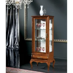 Vetrina Soggiorno di Lusso in Legno Noce Classica Made in Italy - Hastings