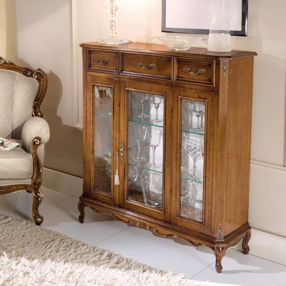 Vetrina Soggiorno in Legno con Anta e 3 Cassetti Made in Italy - Richard