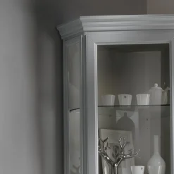 Vetrinetta ad Angolo con 1 Anta e 2 Ripiani in Vetro Made in Italy - Denka