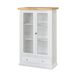 Vetrinetta in Legno con 1 Cassetto, 2 Ante e 2 Ripiani Made in Italy - Nanna