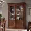 Vetrinetta in Legno Finitura Noce Patinato con Decoro Giglio Made in Italy - Donn