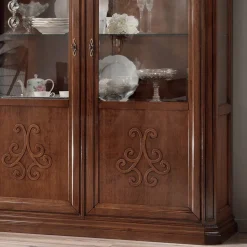 Vetrinetta in Legno Finitura Noce Patinato con Decoro Giglio Made in Italy - Donn