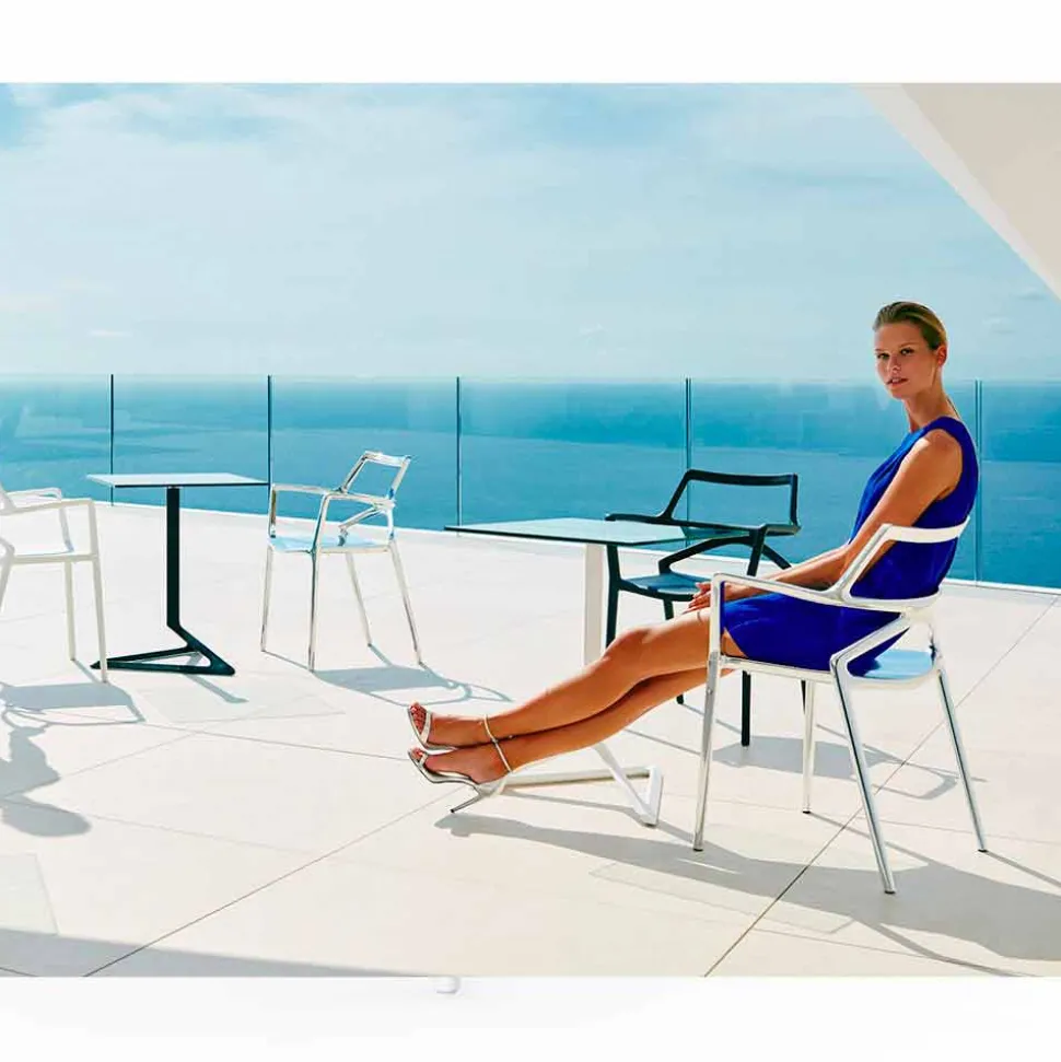 Vondom Delta sedia da giardino di design moderno in polipropilene, 4 pezzi