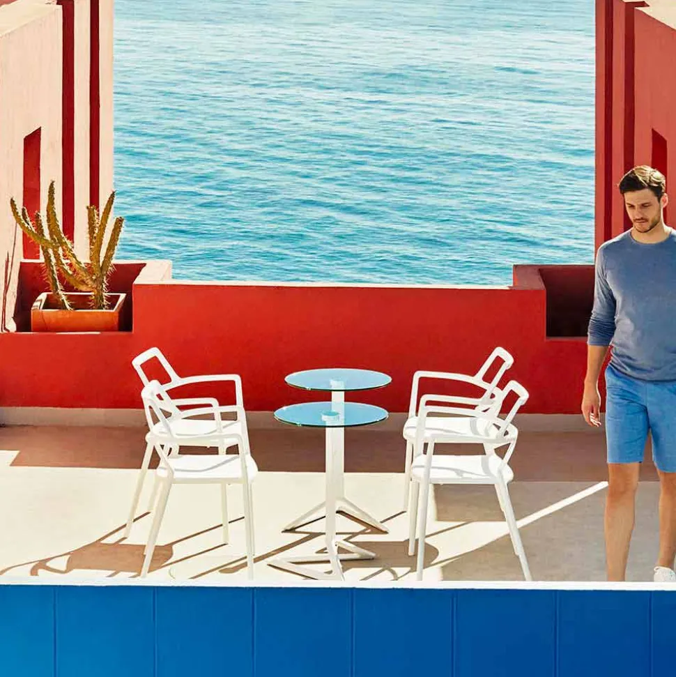 Vondom Delta sedia da giardino di design moderno in polipropilene, 4 pezzi