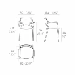 Vondom Delta sedia da giardino di design moderno in polipropilene, 4 pezzi