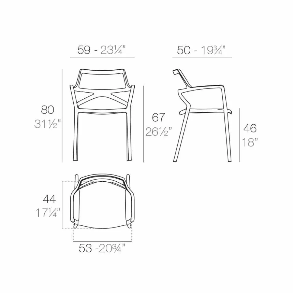 Vondom Delta sedia da giardino di design moderno in polipropilene, 4 pezzi