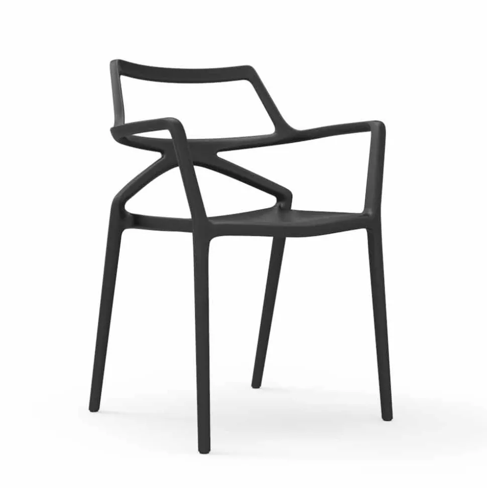 Vondom Delta sedia da giardino di design moderno in polipropilene, 4 pezzi