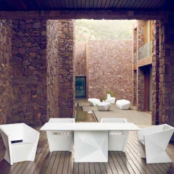 Vondom Faz tavolo da giardino laccato bianco L200xP100cm di design