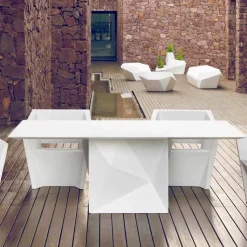 Vondom Faz tavolo da giardino laccato bianco L200xP100cm di design