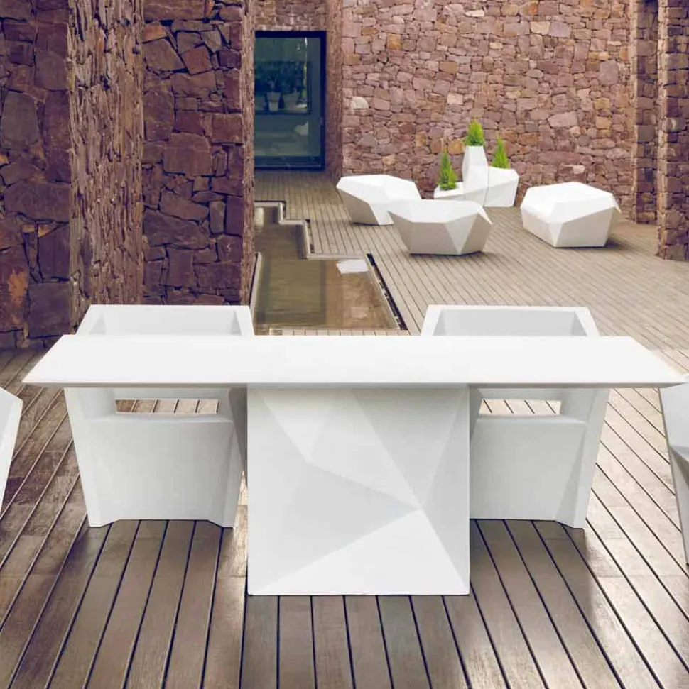 Vondom Faz tavolo da giardino laccato bianco L200xP100cm di design