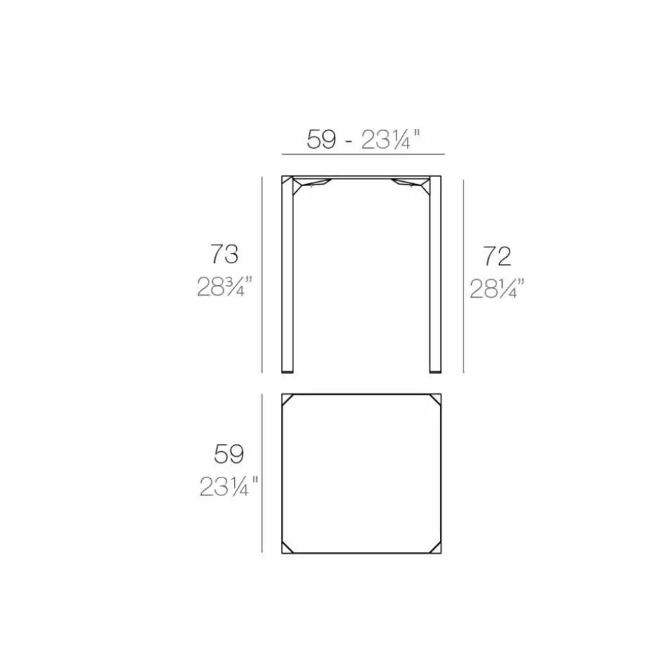 Vondom Quartz tavolo da giardino quadrato, design moderno, 2 Pezzi