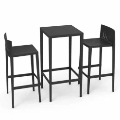 Vondom Spritz set mobili da giardino tavolo e due sgabelli neri
