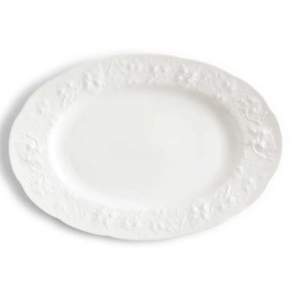 Zuppiera Grande e Vassoio in Porcellana Bianca Design Decorato - Gimignano